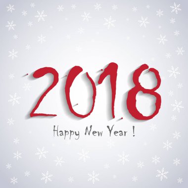2018 mutlu yeni yıl! -tebrik kartı şablonu - beyaz kar taneleri tasarım