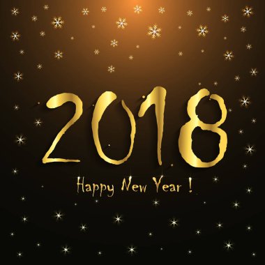 2018 mutlu yeni yıl! -tebrik kartı şablonu - altın kar taneleri tasarım