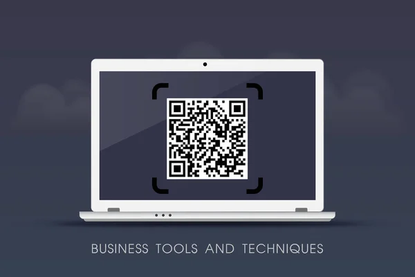 Business Tools Und Techniken Codes Auf Laptop — Stockvektor