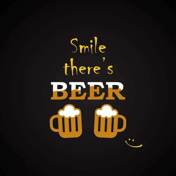 Sorria Uma Cerveja Modelo Inscrição Engraçado — Vetor de Stock