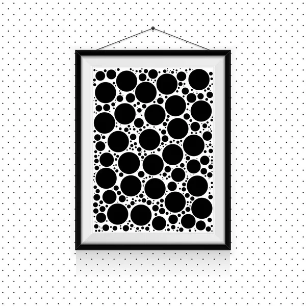 Cadre Photo Cercles Simples Sur Mur Gabarit Arrière Plan Noir — Image vectorielle