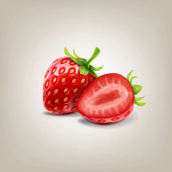 Fresas rojas frescas — Vector de stock