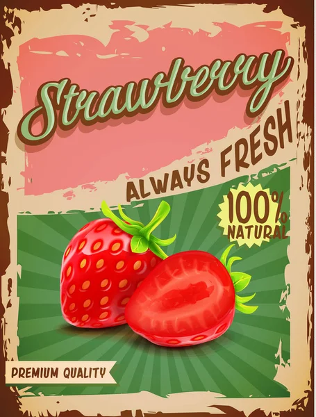Banner mit Erdbeer-Vintage — Stockvektor