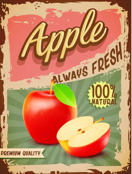Banner vintage de manzana — Archivo Imágenes Vectoriales