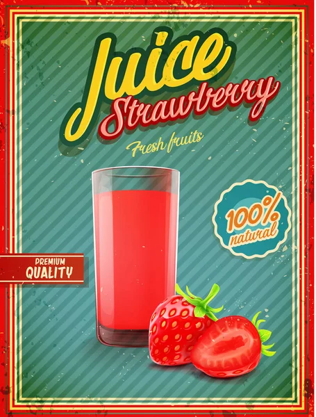 Jordgubb frukt juice banner — Stock vektor