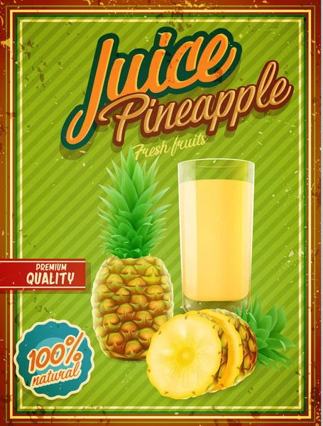 Banner succo di frutta ananas — Vettoriale Stock