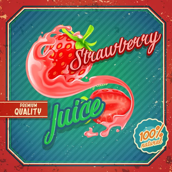 Banner de jugo de fruta de fresa — Vector de stock