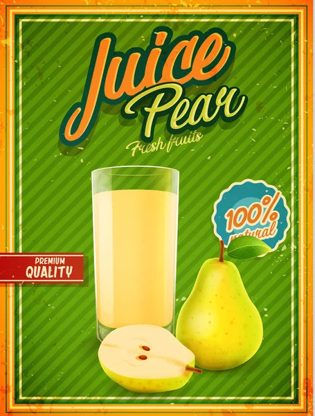Pancarta de jugo de fruta de pera — Vector de stock