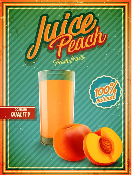 Őszibarack gyümölcs juice banner — Stock Vector