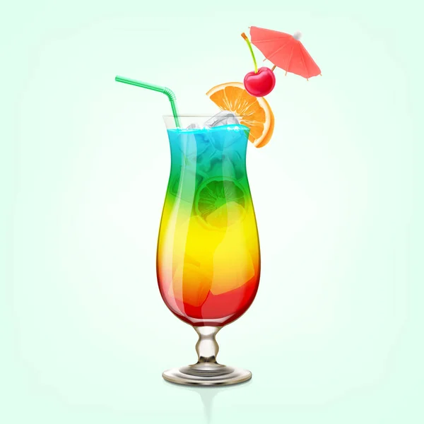 Cóctel de arco iris en el vaso — Vector de stock