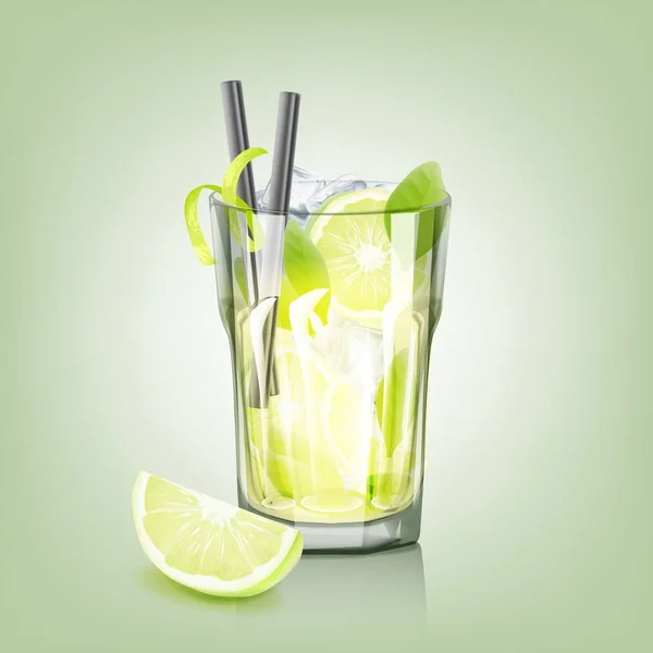 Mojito cocktail in het glas — Stockvector