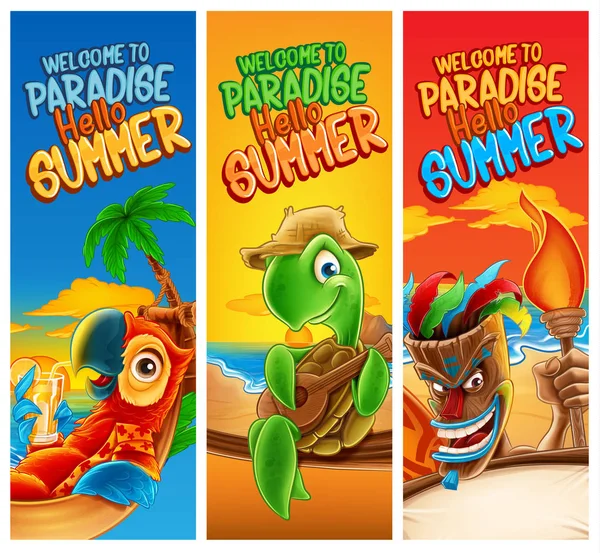 Set van zomer banners — Stockvector