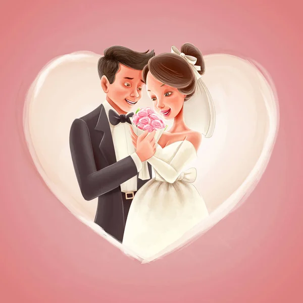 快乐婚礼夫妇 — 图库矢量图片