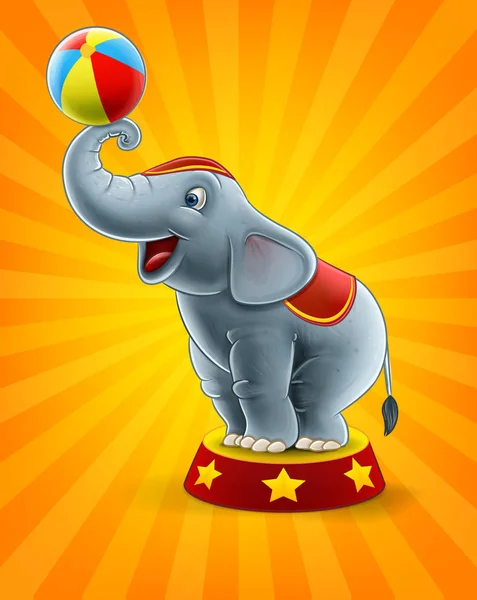 Dítě slon stojící na circus stojí — Stockový vektor