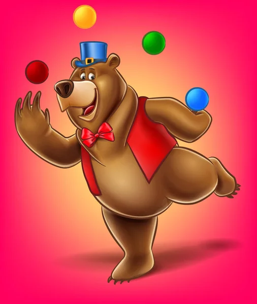 Cute juggler bear — Stock Vector