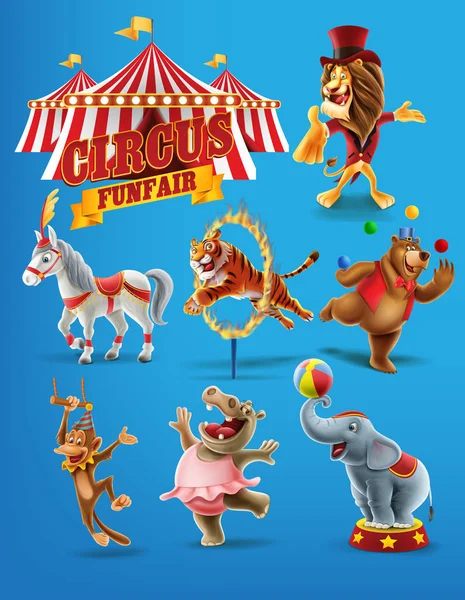 Bannière Circus colorée avec animaux — Image vectorielle