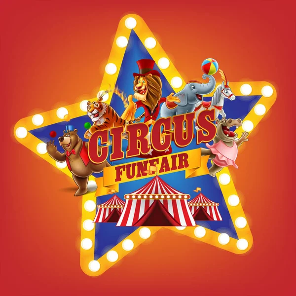 Banner de circo colorido com animais — Vetor de Stock