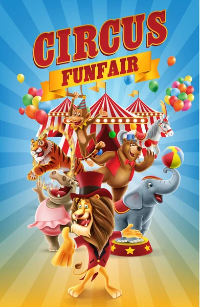 Färgglada Circus banner med djur — Stock vektor