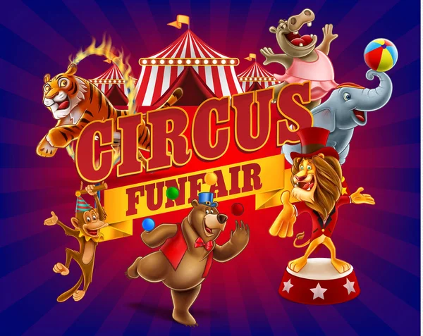 Bannière Circus colorée avec animaux — Image vectorielle