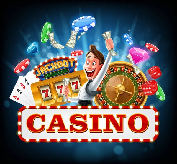 Cartel del casino con ganador — Vector de stock