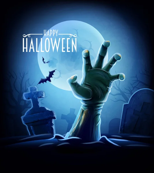 Halloween-kaart met zombie hand — Stockvector