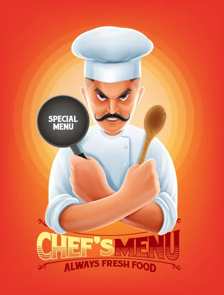 Character of chef menu — Stock Vector