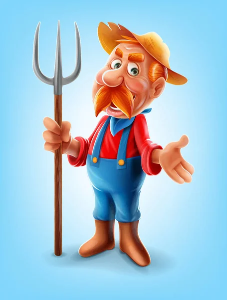 Boer Mascotte Voor Landbouw — Stockvector