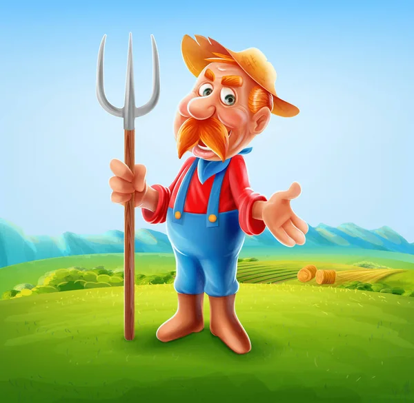 Boer Mascotte Voor Landbouw — Stockvector