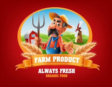 çiftlik ürün, her zaman taze organik gıda illüstrasyon  