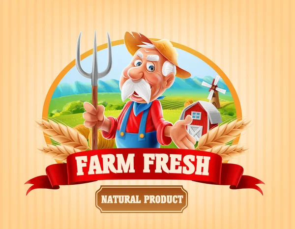 Illustration Produits Naturels Frais Ferme — Image vectorielle