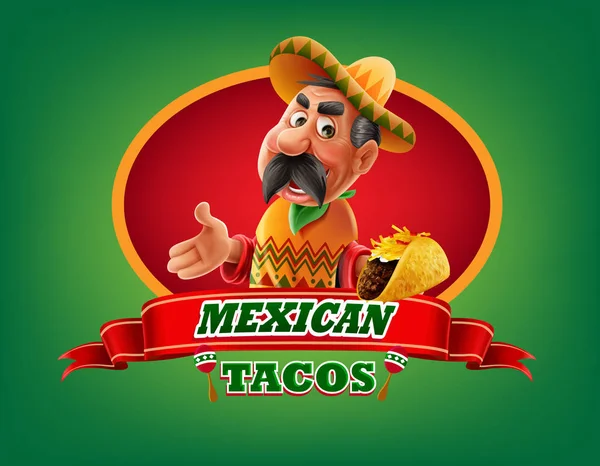 Mexikanisches Essen Menu Tacos Vector Illustration — Stockvektor