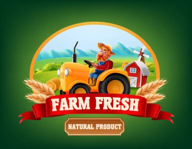 çiftlik ürün, her zaman taze organik gıda reklam afiş veya etiket