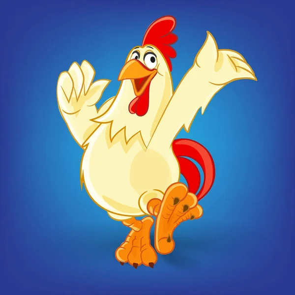 Ilustracja Wektorowa Postać Kreskówki Cute Kurczak Niebieskim Tle — Wektor stockowy