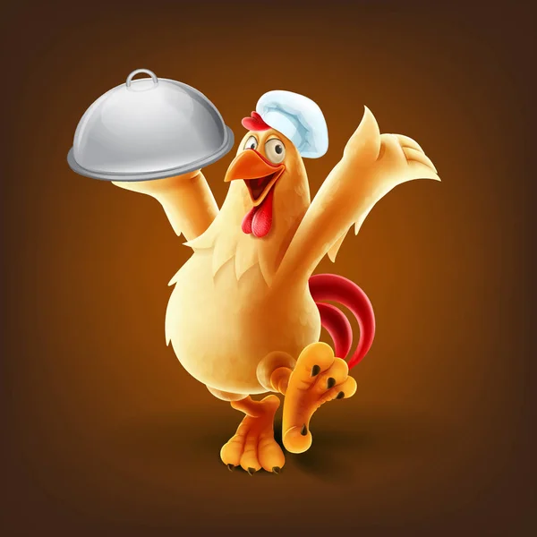 Vector illustration of cute chicken chef cartoon character on red  background - Stock Image - Everypixel