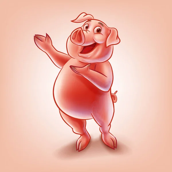 Divertido Cerdo Dibujo Animado Personaje Ilustración — Vector de stock