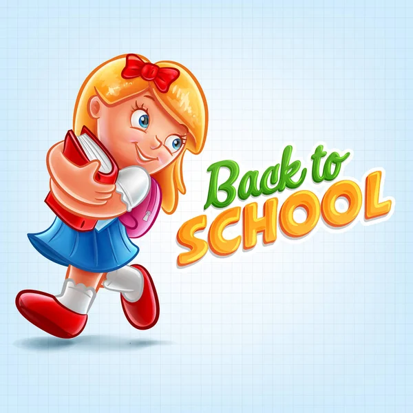 Πίσω Στο Σχολείο Έννοια Κορίτσι Βιβλίο Διανυσματικά Εικονογράφηση — Διανυσματικό Αρχείο