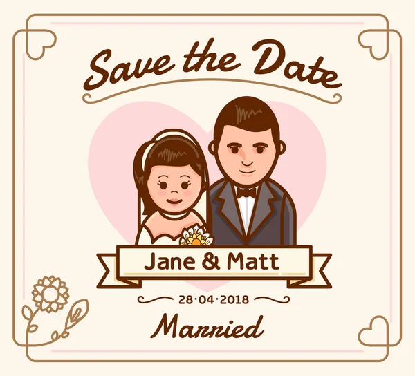 Vorlage Für Hochzeitseinladungskarten Mit Speichern Des Datumstextes — Stockvektor