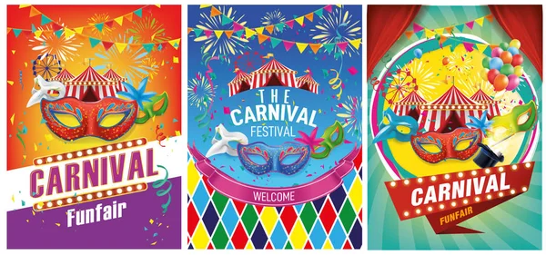 Celebração Fundo Festivo Com Ícones Carnaval Objeto —  Vetores de Stock
