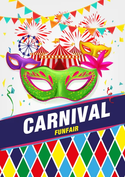 Fond Festif Célébration Avec Des Icônes Des Objets Carnaval — Image vectorielle