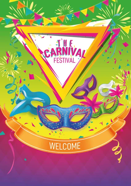 Celebração Fundo Festivo Com Ícones Carnaval Objeto —  Vetores de Stock