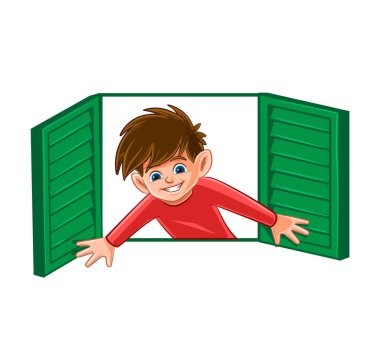 Çocuk pencereyi açtı.
