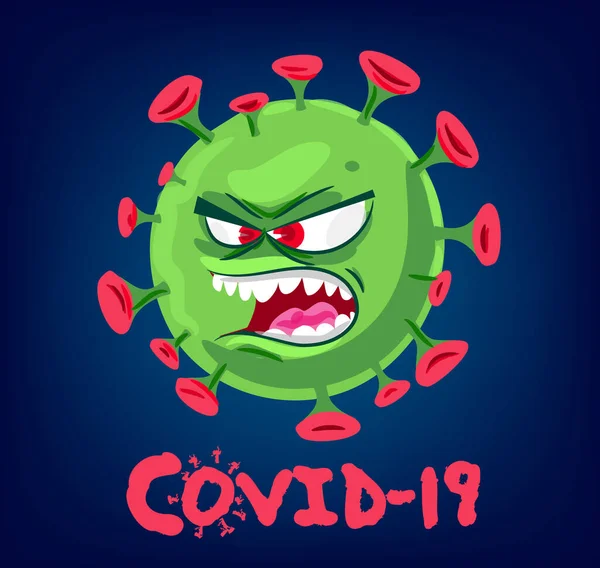 Beta Coronavirus Cartoon Karakter Ontwerp — Stockvector