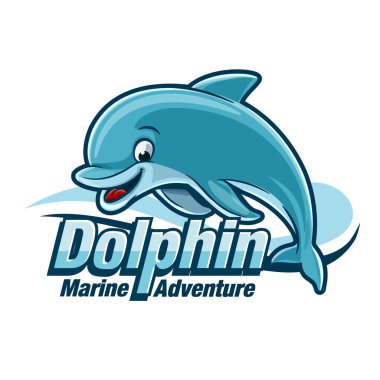 Cute dolphin character, summer concept clipart