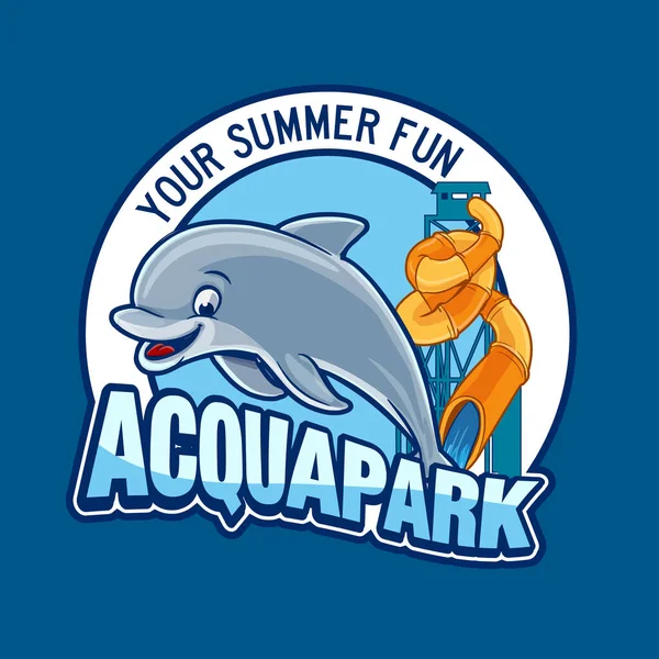 Doplhin Verano Con Aquapark Segundo Plano — Vector de stock