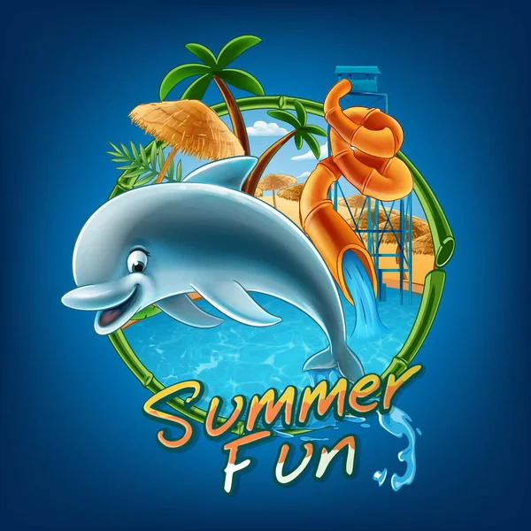 Summer Doplhin Aquapark — 스톡 벡터