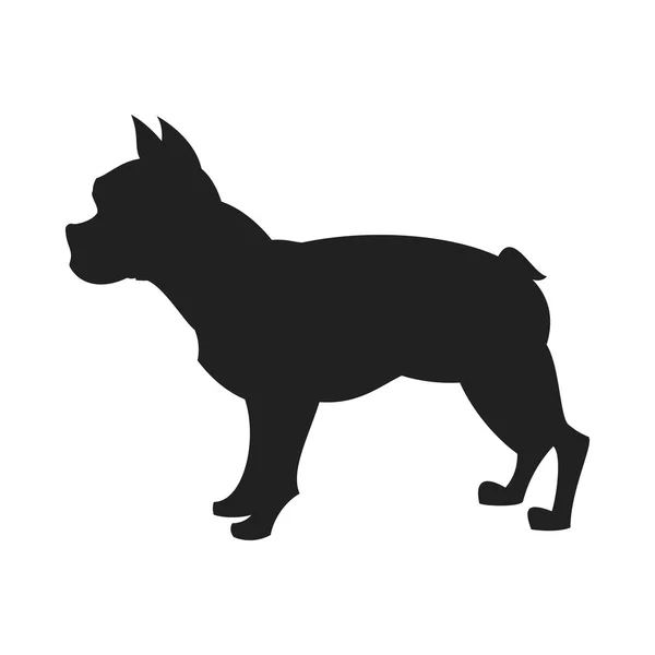 Bulldogge schwarze Silhouette — Stockvektor