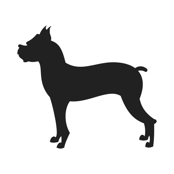 Boxer cão vetor preto silhueta — Vetor de Stock