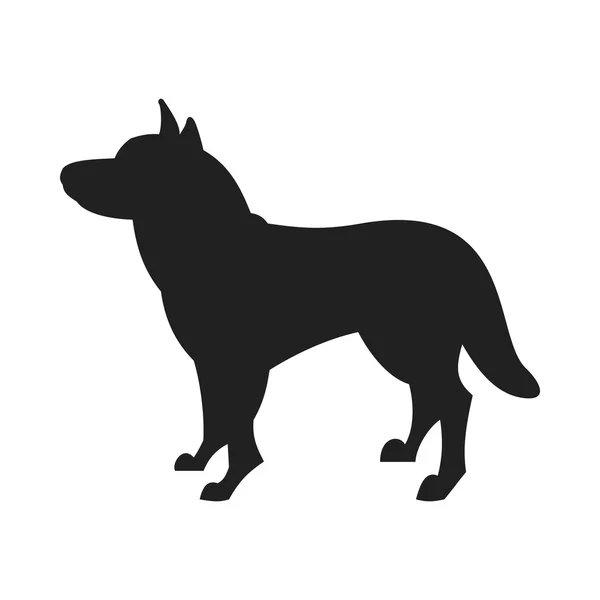 Husky hond Vector zwarte silhouet — Stockvector