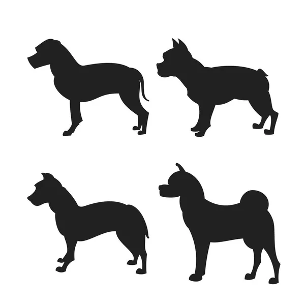 Conjunto de silueta de perros — Vector de stock