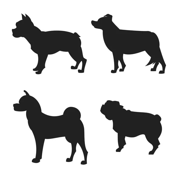 Aantal honden silhouet — Stockvector